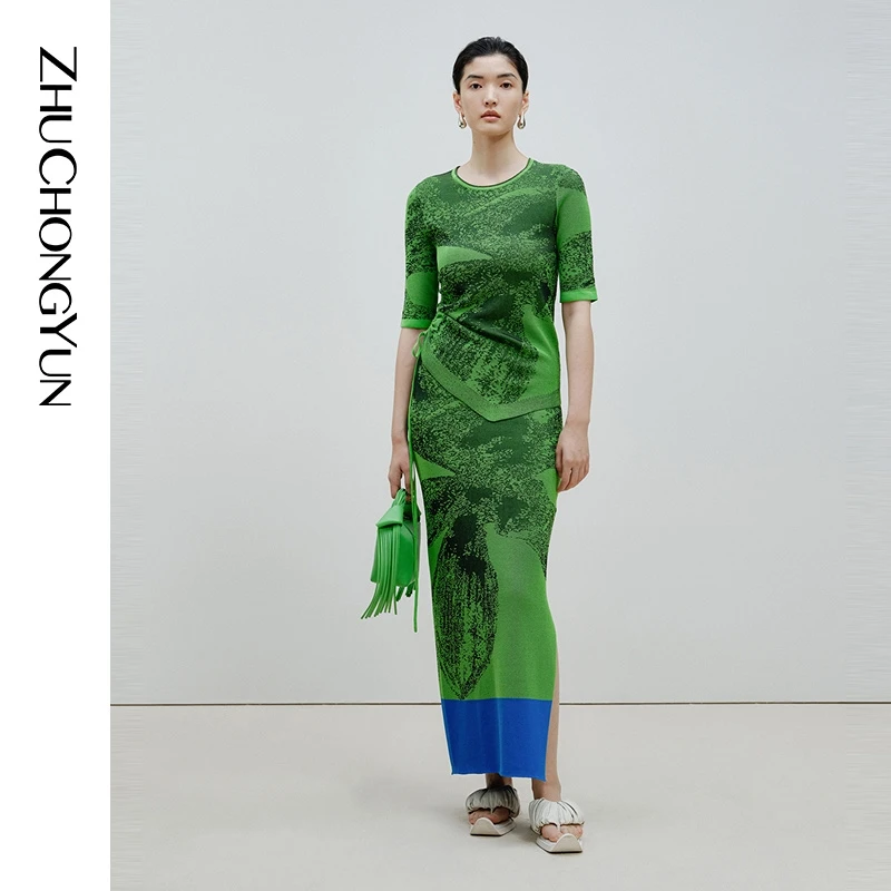 【冬姐精选】ZHUCHONGYUN绿色针织上衣