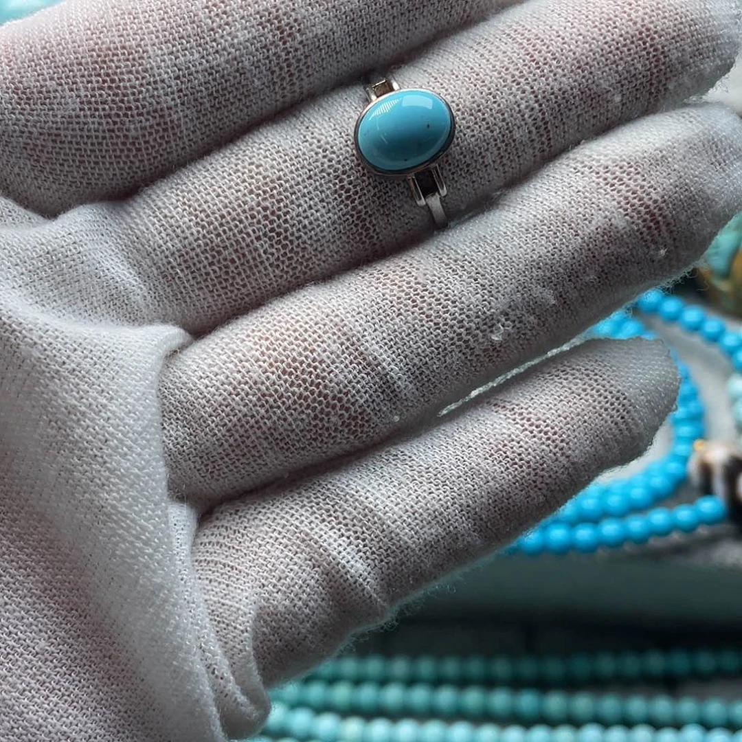 绿松石银S925镶嵌戒指