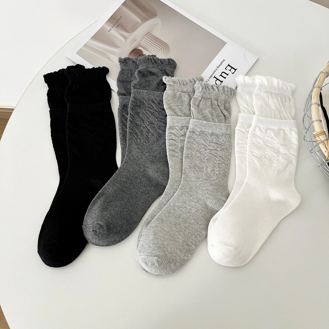 jk风袜子女百搭棉袜花边洛丽塔袜子小白袜女士长袜日系堆堆袜可爱