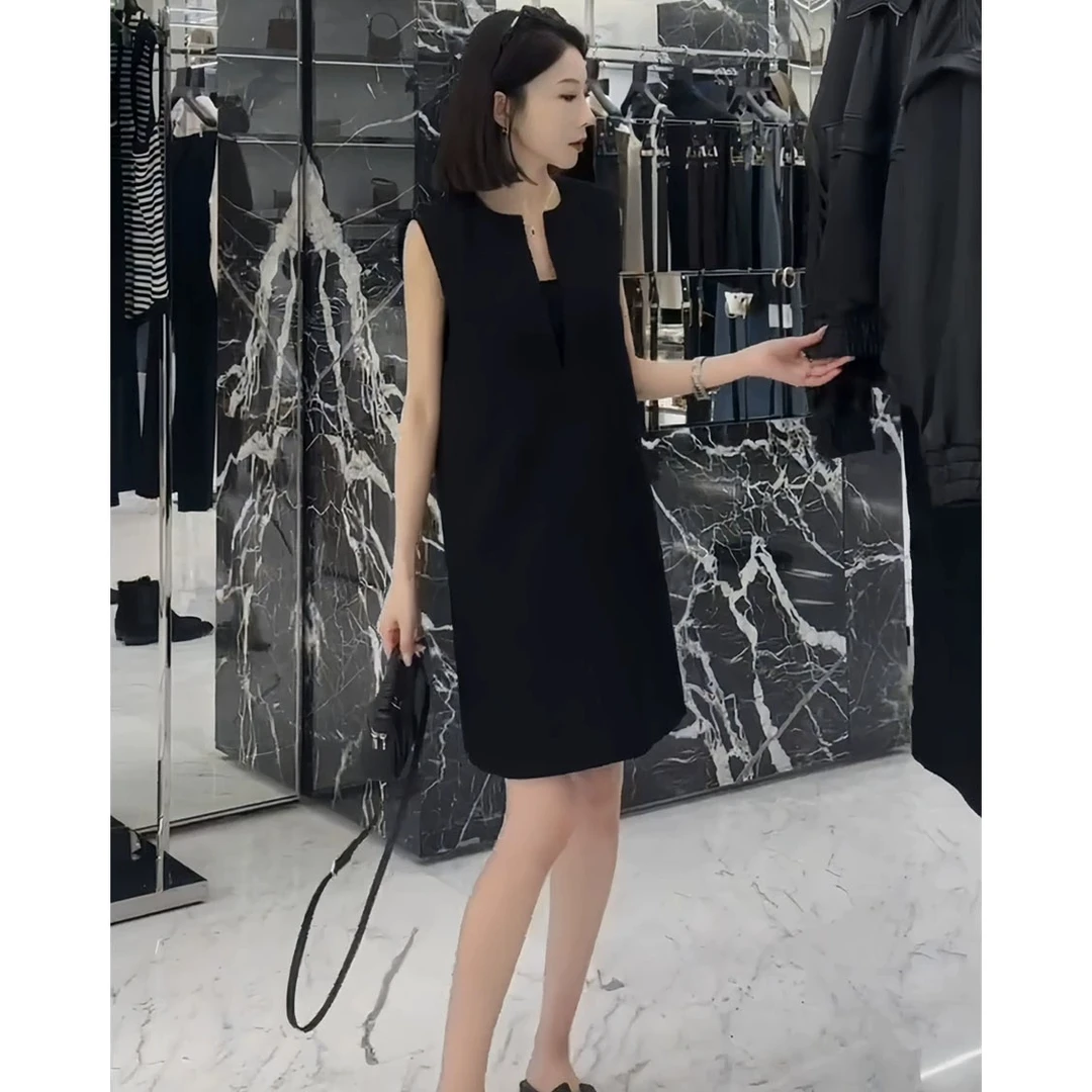 设计高级感茶歇法式连衣裙女士夏款宽松显瘦气质无袖背心裙子