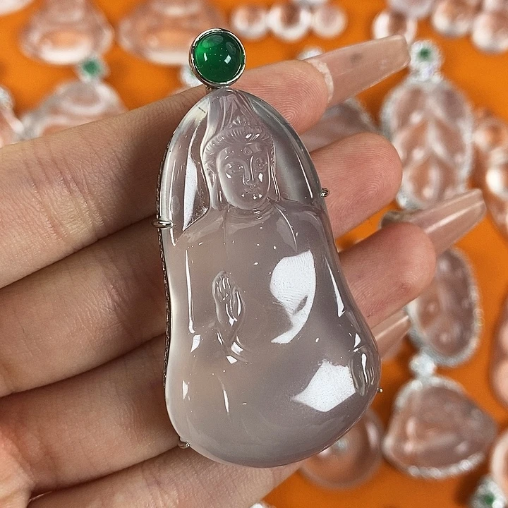 石英质玉银S925镶嵌颈饰