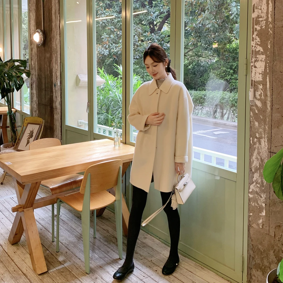 3姐！【乌梅子酱韩系翻领毛呢大衣】S34160