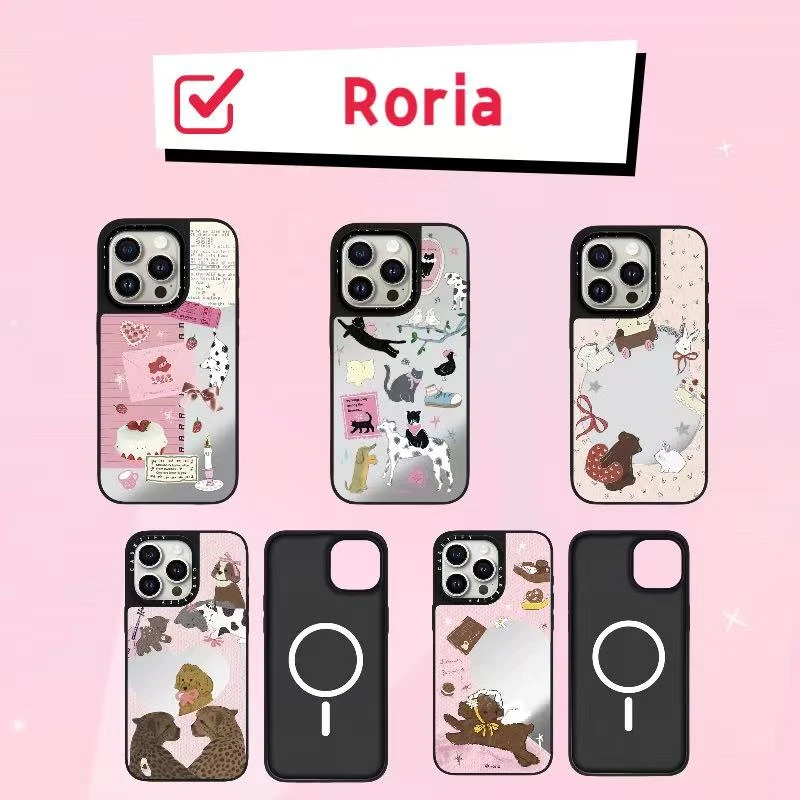 【Roria】可爱小动物创意卡通镜面防摔适用于苹果iphone16pro手机壳