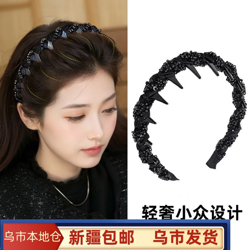 新疆包邮轻奢气质小香风手工串珠发箍简约复古潮流百搭头箍发饰女