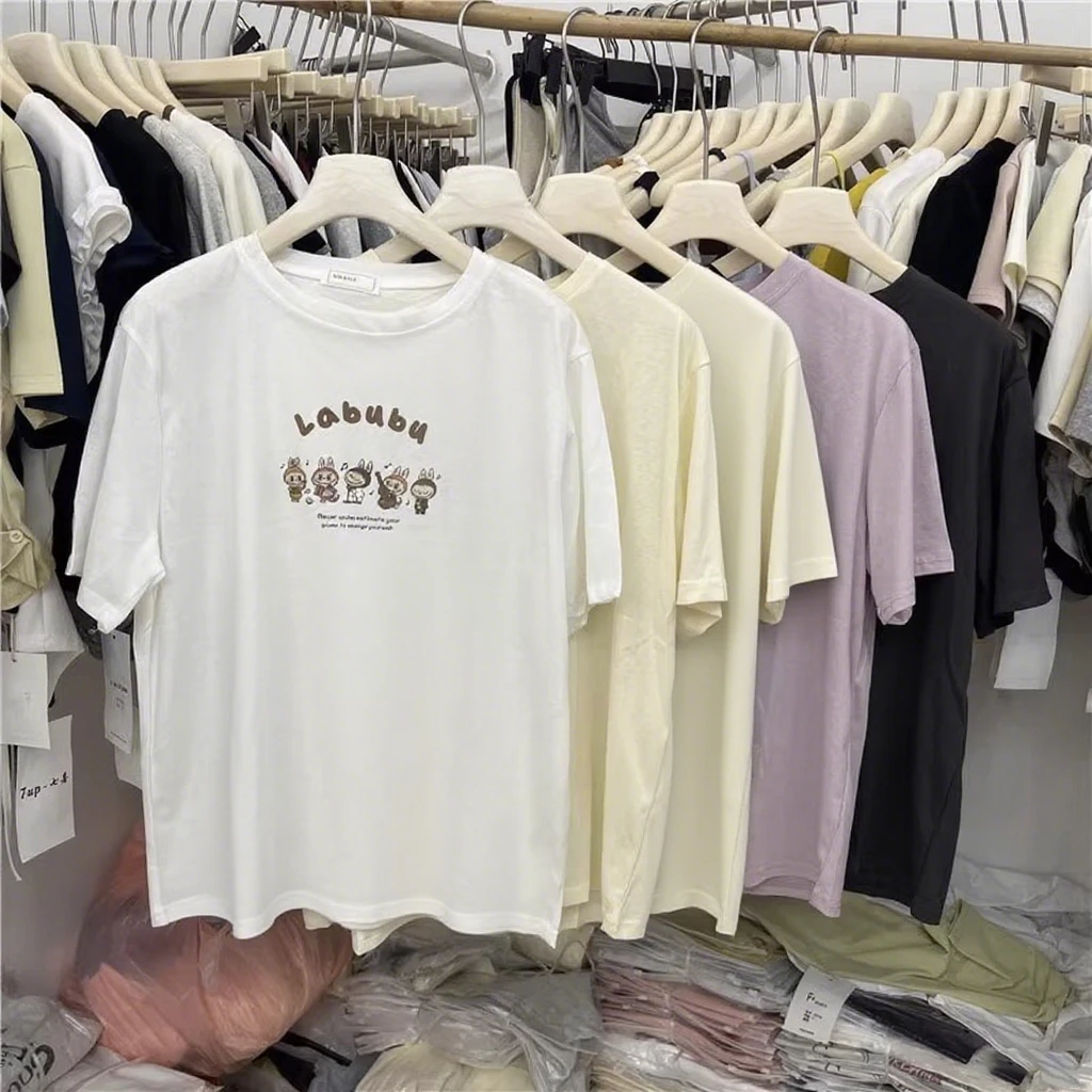 2025年新款薄款宽松大码胖mm上衣夏季凉爽花雪花棉短袖T恤女200斤