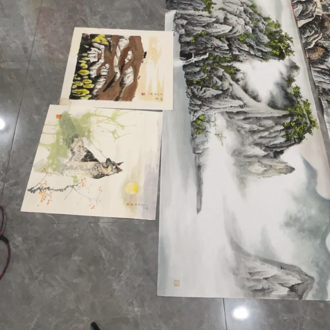 臭***多宣纸三件画刘现军