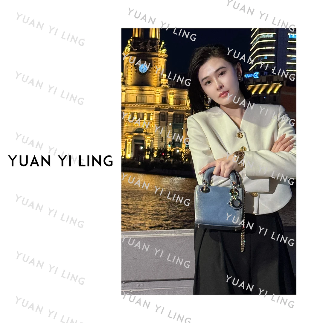 袁艺灵【高奢】25秋季新款羊毛V领短款链条夹克西装外套6015