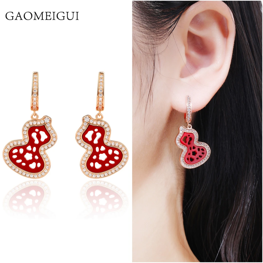 925银合成锆石耳饰 GAOMEIGUI新款大牌同款【葫芦耳环】耳饰A1027