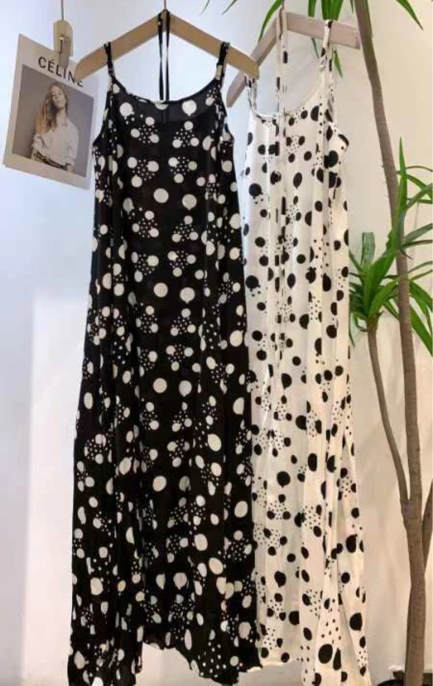 【特价不支持退换】韩版气质优雅波点吊带连衣裙2025春季新款女装