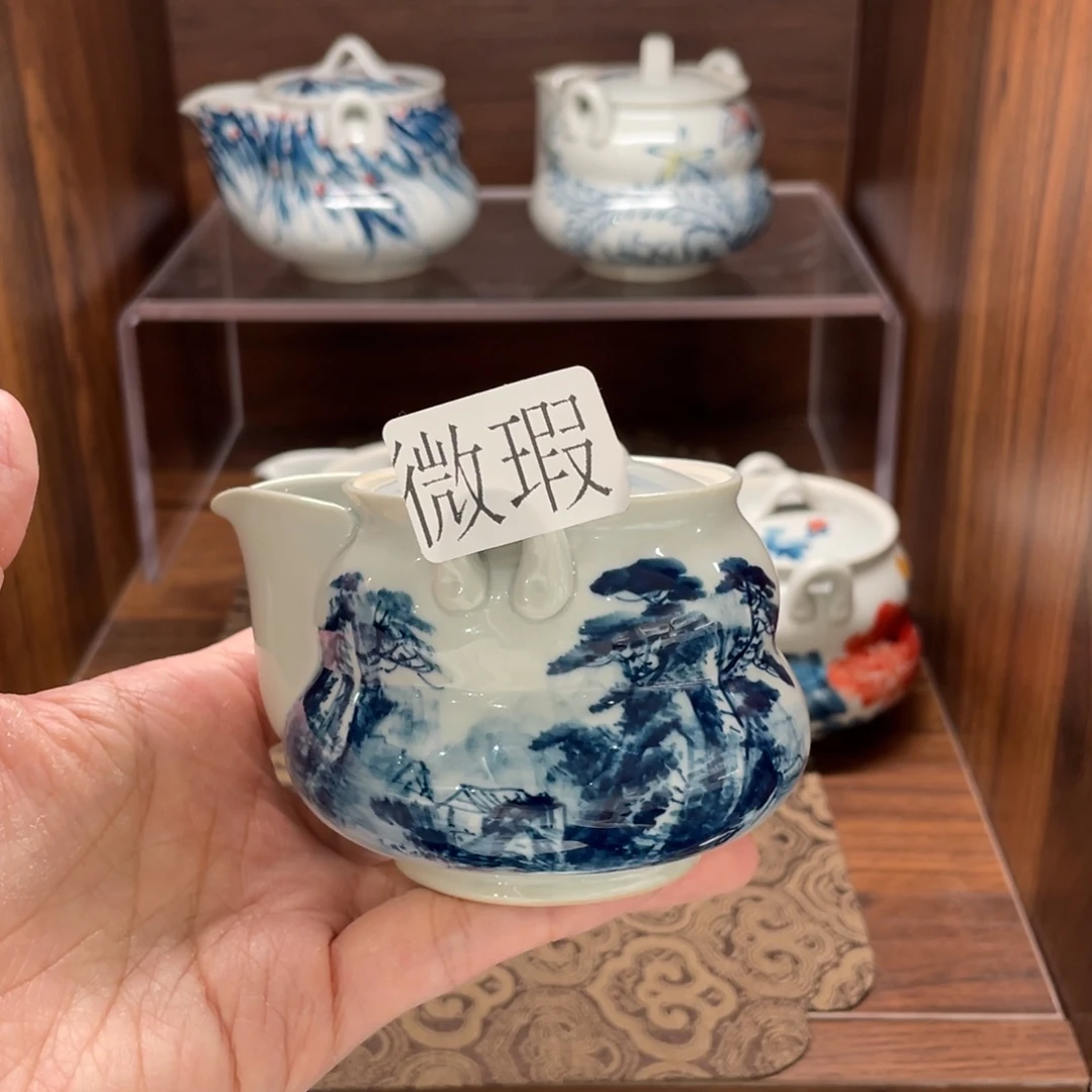 釉下手绘茶具微瑕
