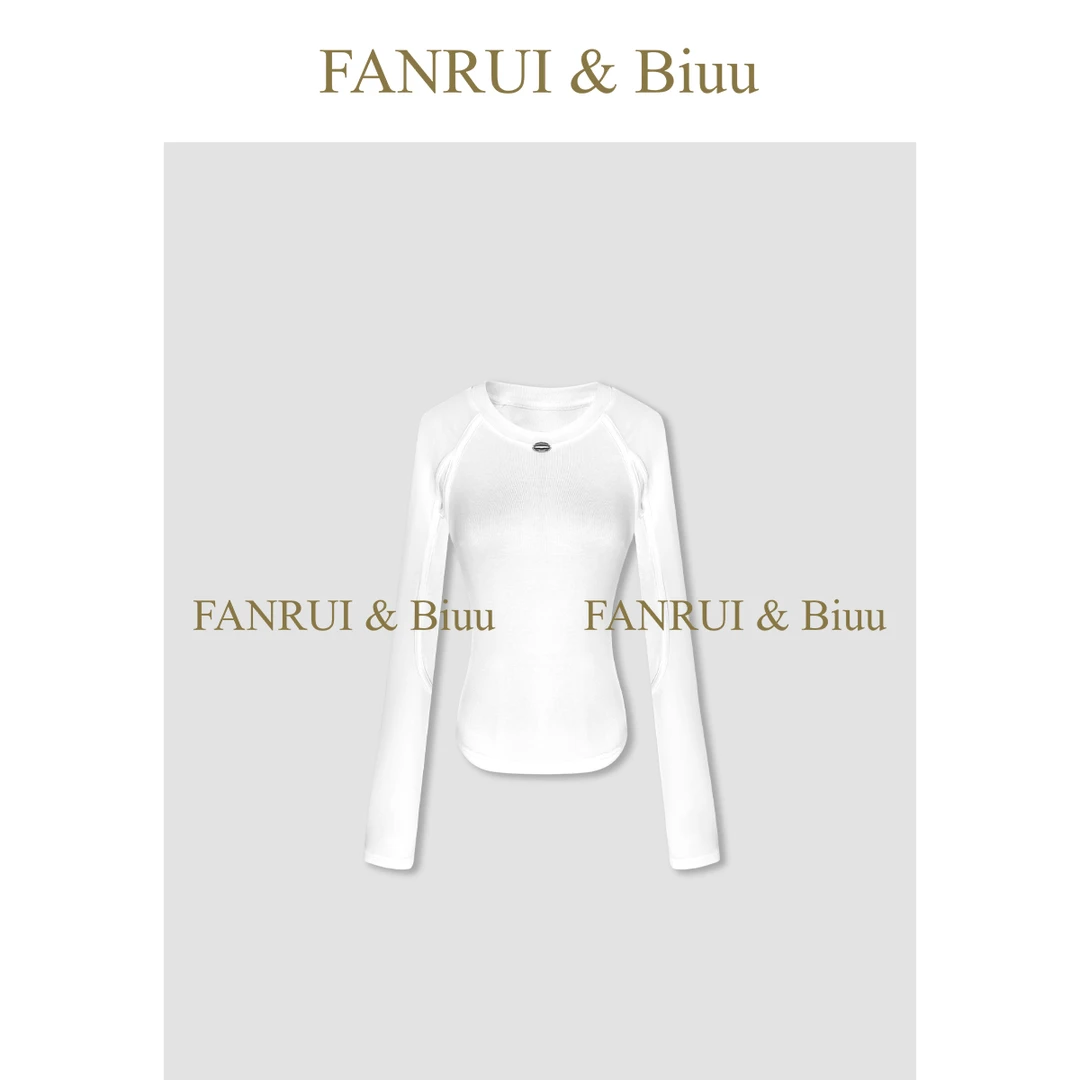 FANRUI/泛芮「肌理逸调」设计感气质百搭修身显瘦打底上衣女B18307