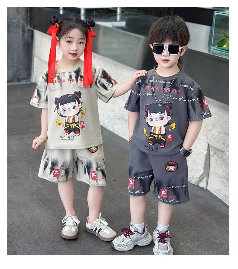 哪吒男童夏装套装2025新款洋帅气宝宝夏季时髦潮儿童短袖短裤衣服