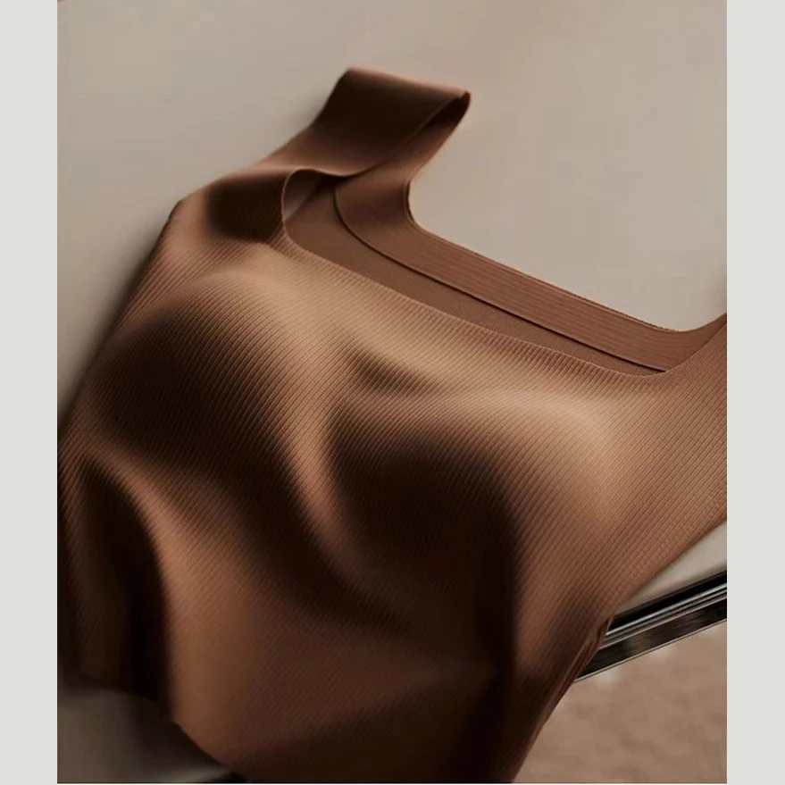 只发新疆女士方领带胸垫可拆卸竖螺纹宽肩带打底背心2488