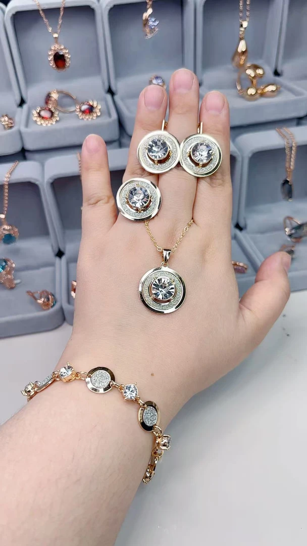 铜合金锆石项链 新款铜合金首饰套装