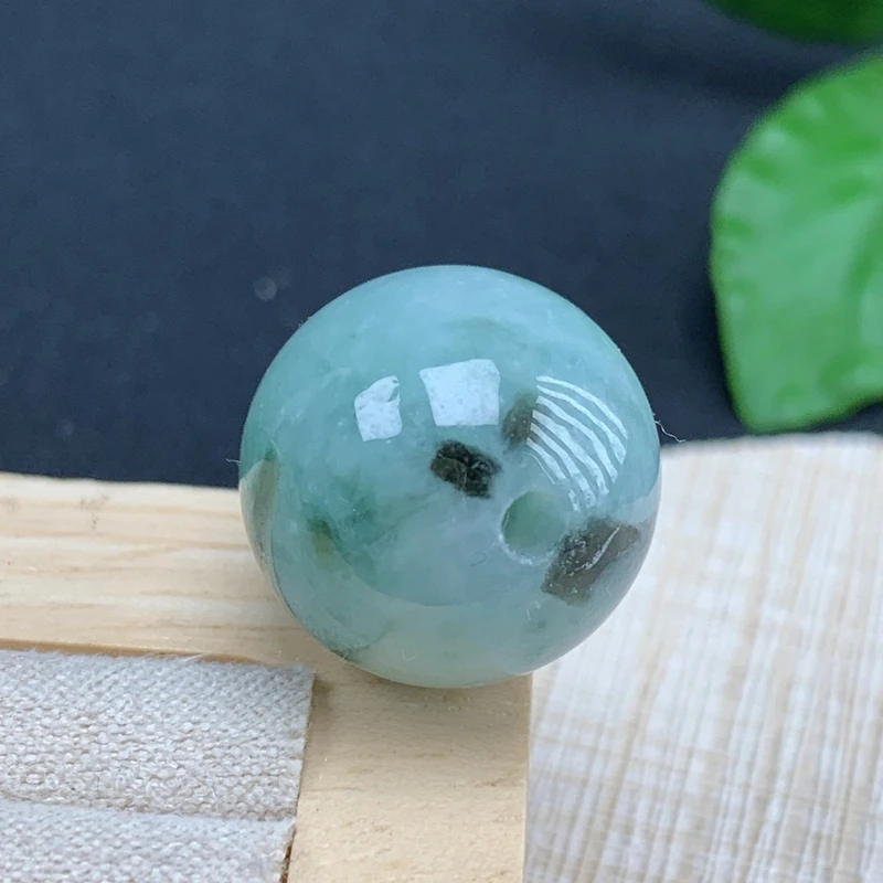 卡15.9mm转运珠缅甸纯天然翡翠A货冰润淡色飘花单珠配珠隔珠吊坠