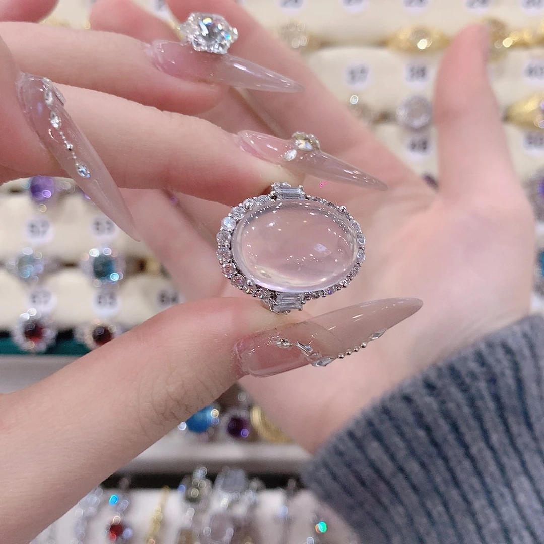 芙蓉石戒指银S925镶嵌C***e