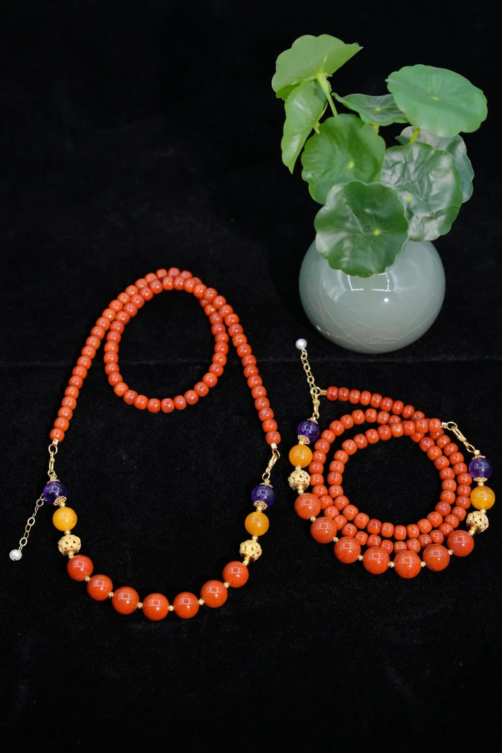 【元宝珠宝】11*6+南红火焰纹diy老型珠项链多样性发一件YB19046902