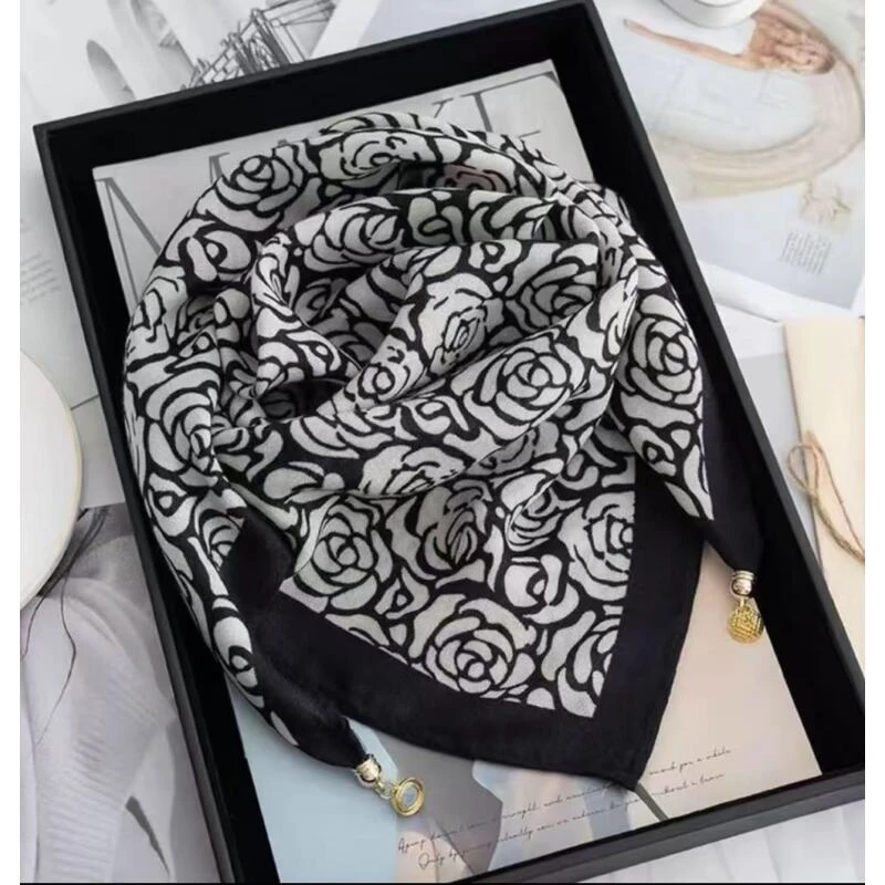 【山茶花】磁吸扣丝巾70*70左右小方巾