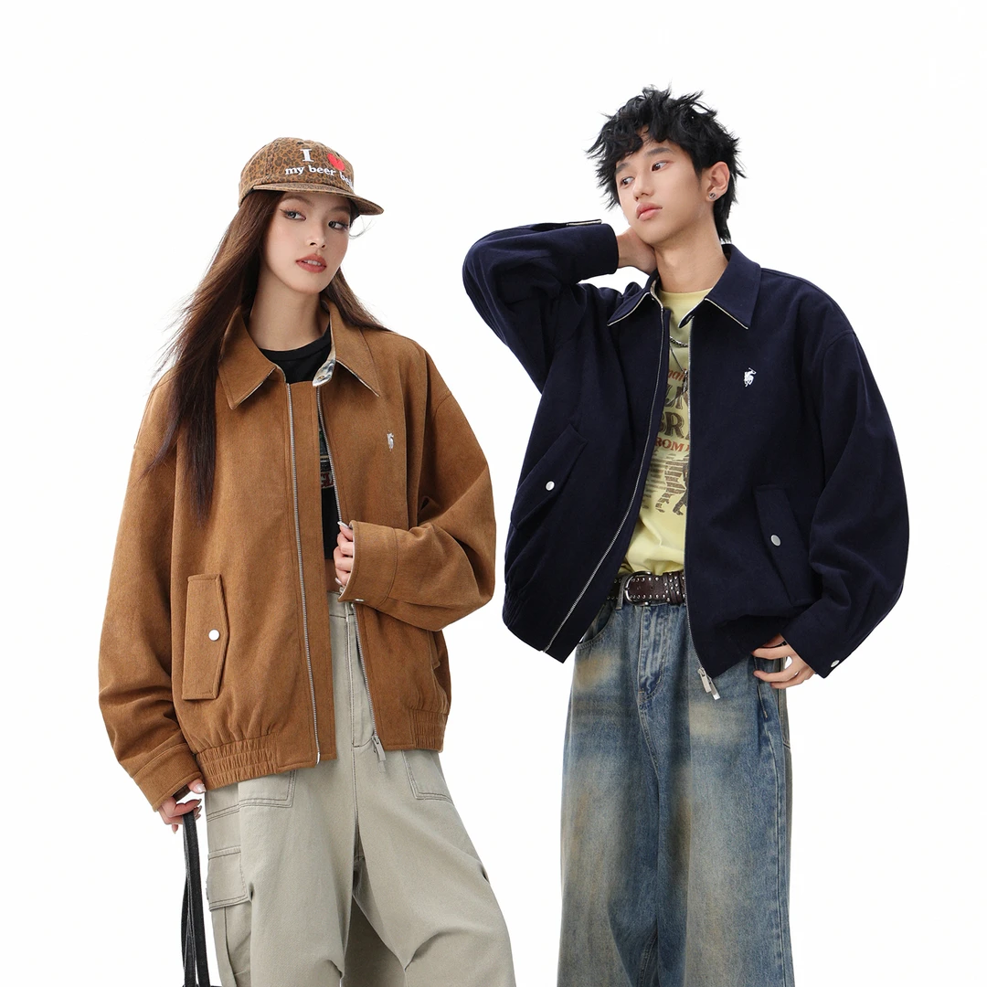 MANRE SHOW格子拼接美式外套秋季欧若风松弛极简棒球服休闲夹克