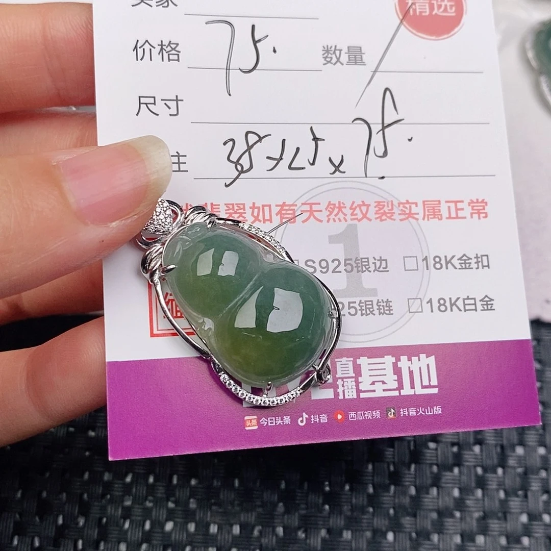 颈饰银S925镶嵌翡翠