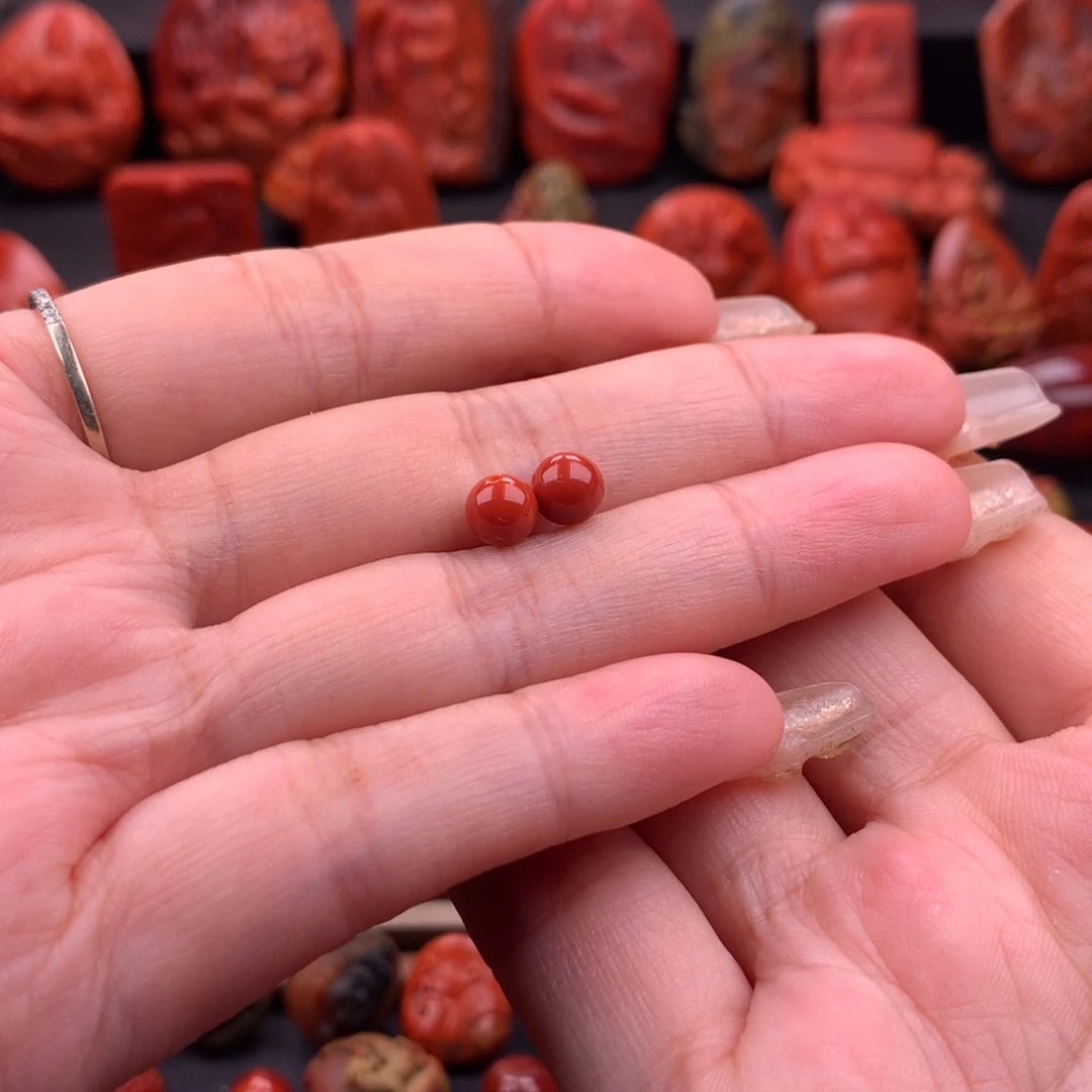 南红玛瑙南红川料圆珠对珠6mm未镶嵌箭***w