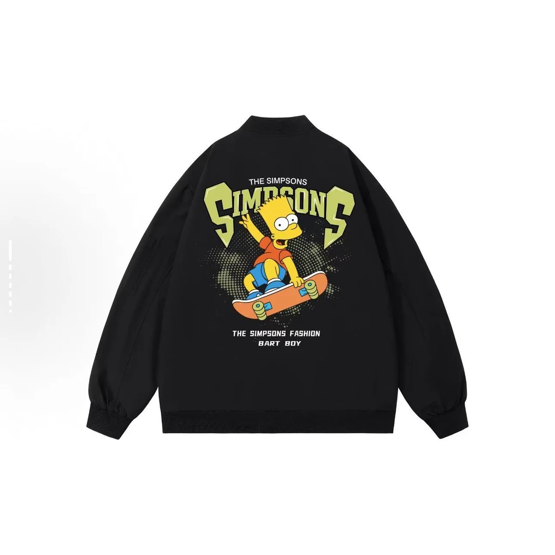 刺绣标手臂拉链口袋宽松休闲棒球领夹克潮流