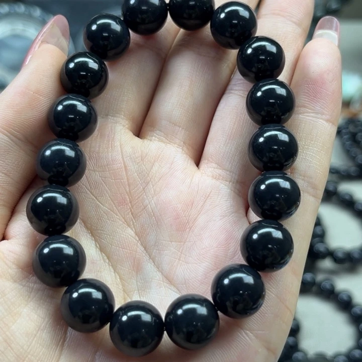 和田玉未镶嵌手链95墨玉