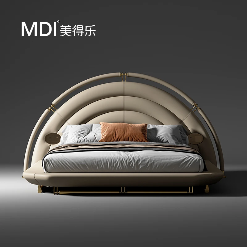 美得乐【云上 | 枕月】新中式现代设计师主卧床婚床豪宅意式