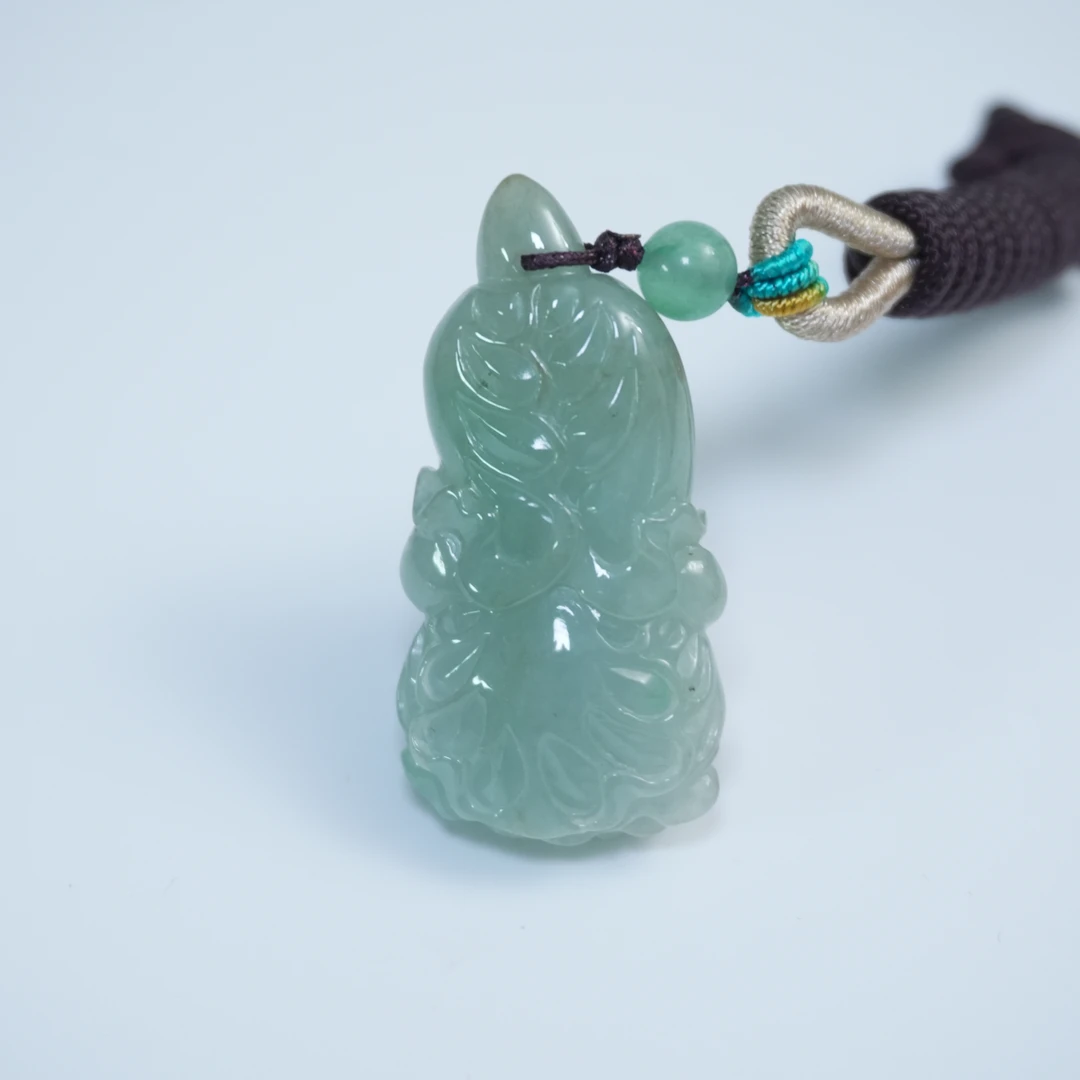 清代百财纹翡翠佩436490*古玉*传承