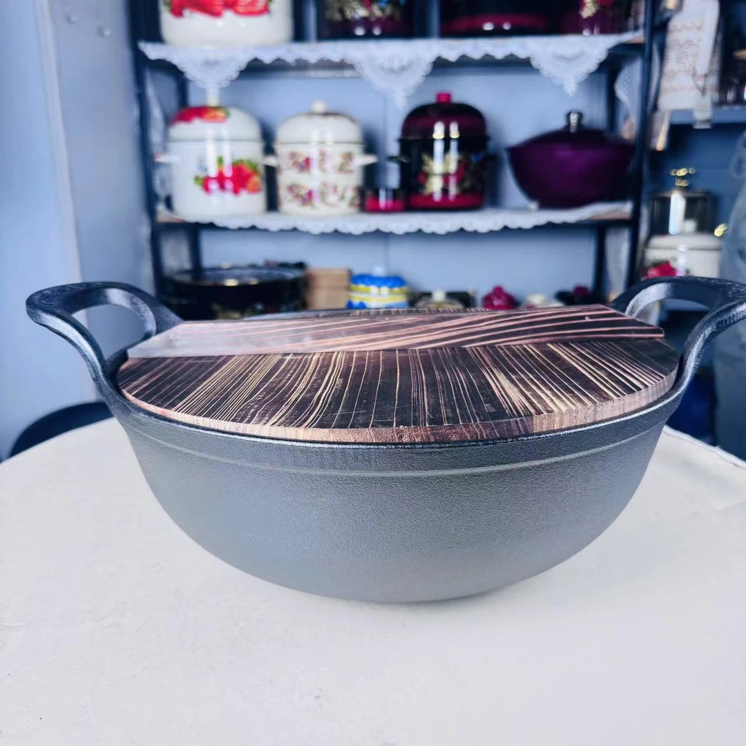 新疆包邮 元宝锅加厚双耳炖锅汤锅家用小炒锅油炸锅无涂层不粘