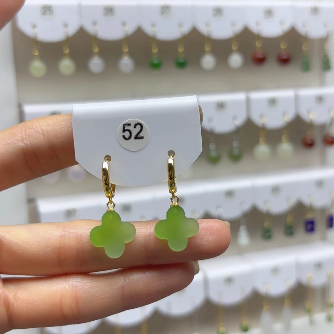 银S925镶嵌和田玉耳饰