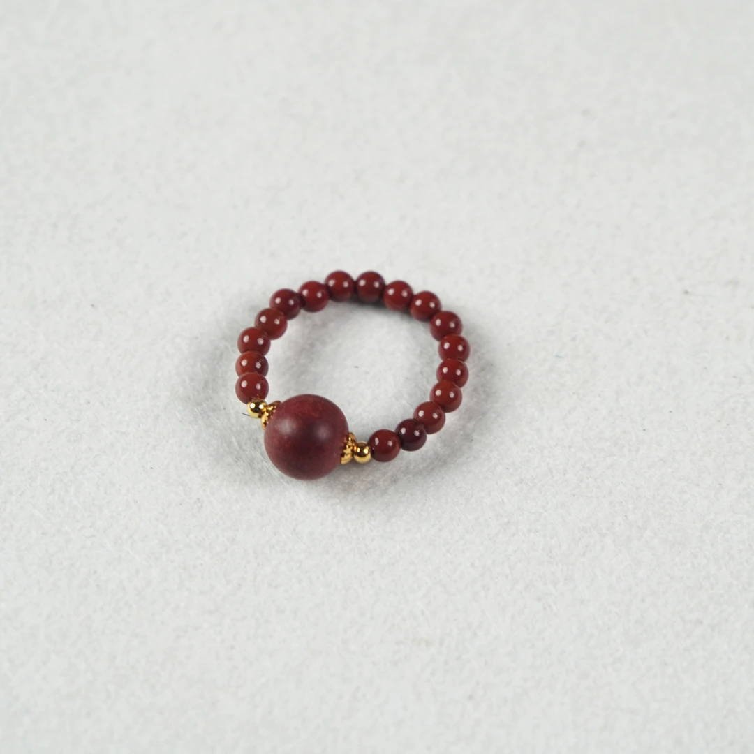 【珊木居】HXZ679JY TO-P系列 一點红 红麝香合香珠0.8圆珠戒指