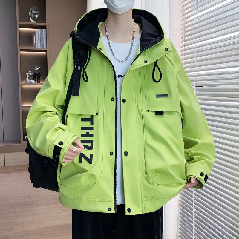 Mexican/稻草人美式休闲收口袖春季连帽ins冲锋衣男外套抗皱夹克