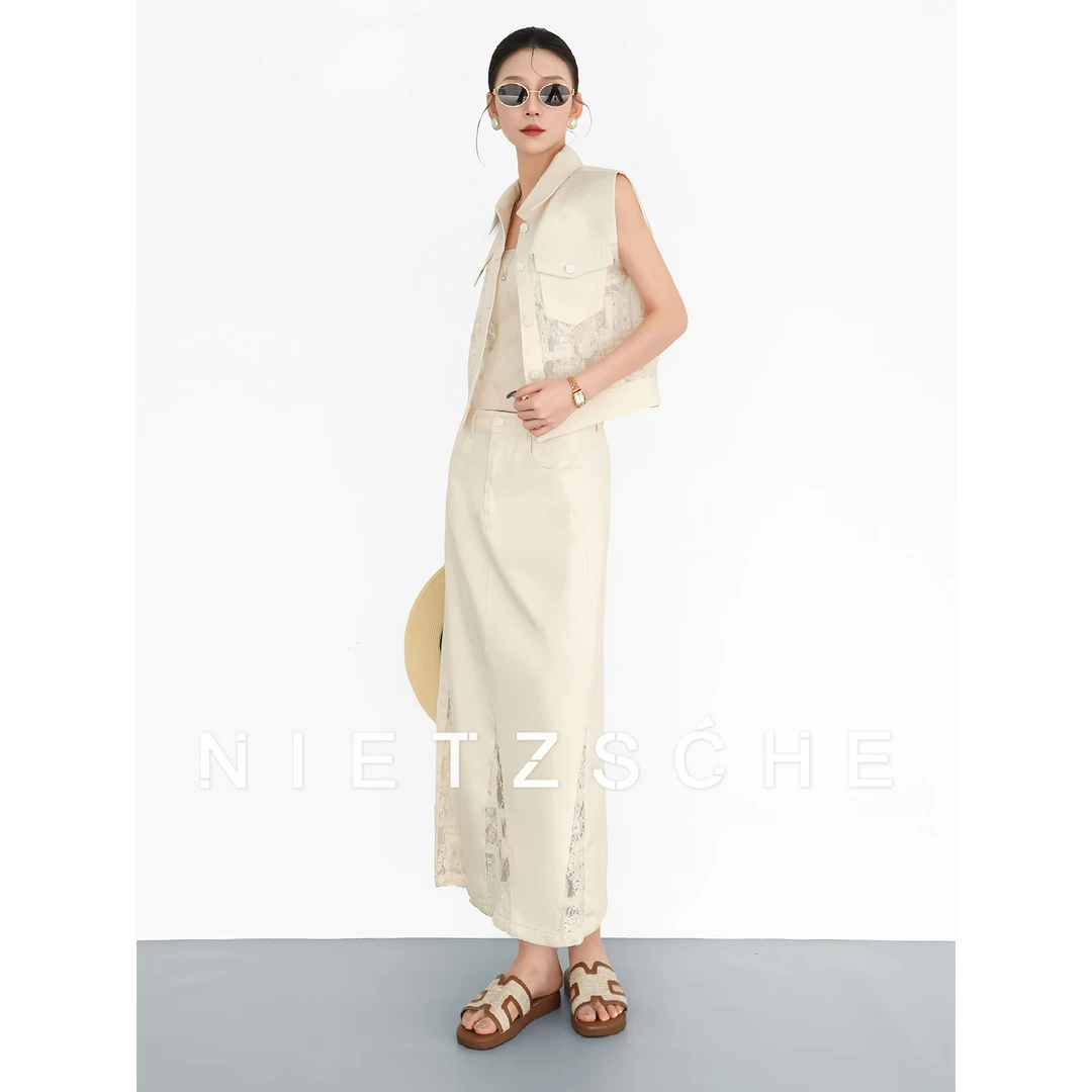 Nietzsche｜海生花｜超重工！清爽洋气蕾丝镂空拼接两件套装61863