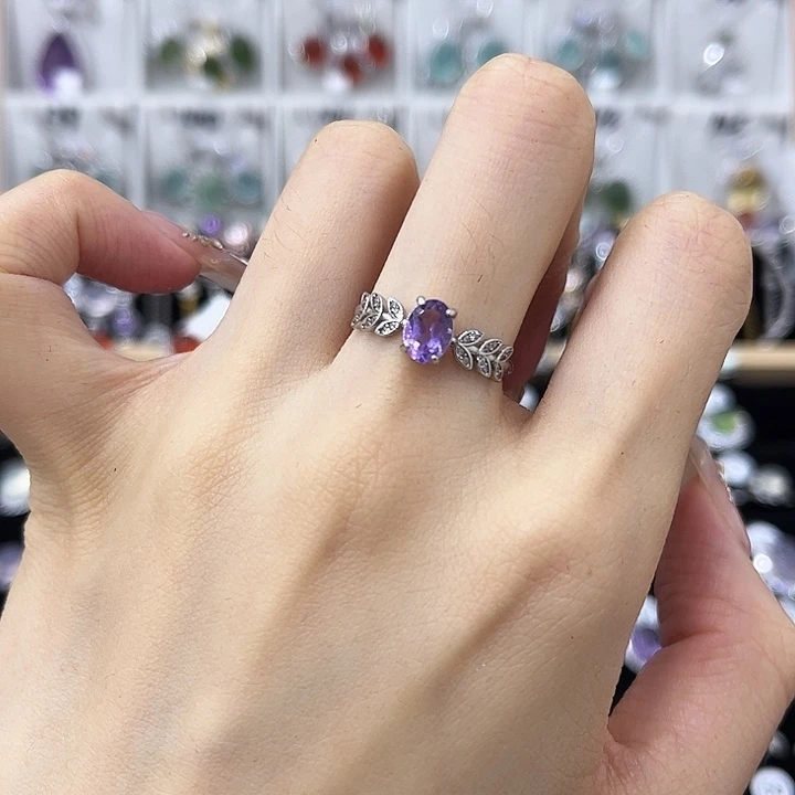 戒指紫晶银S925镶嵌