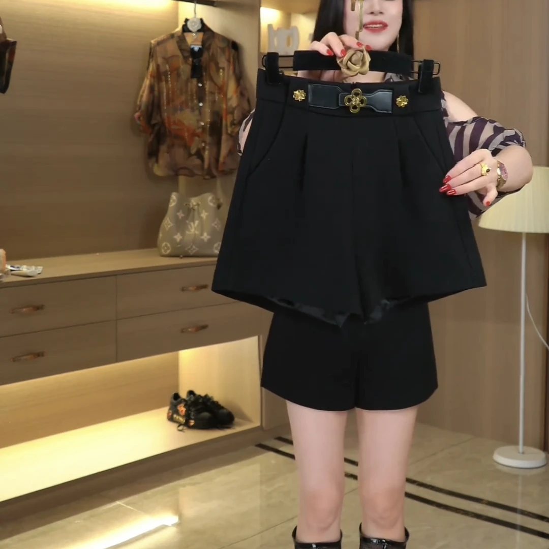自带腰带春夏休闲风成人透气高腰秋季短裤裤子显瘦西装夏季