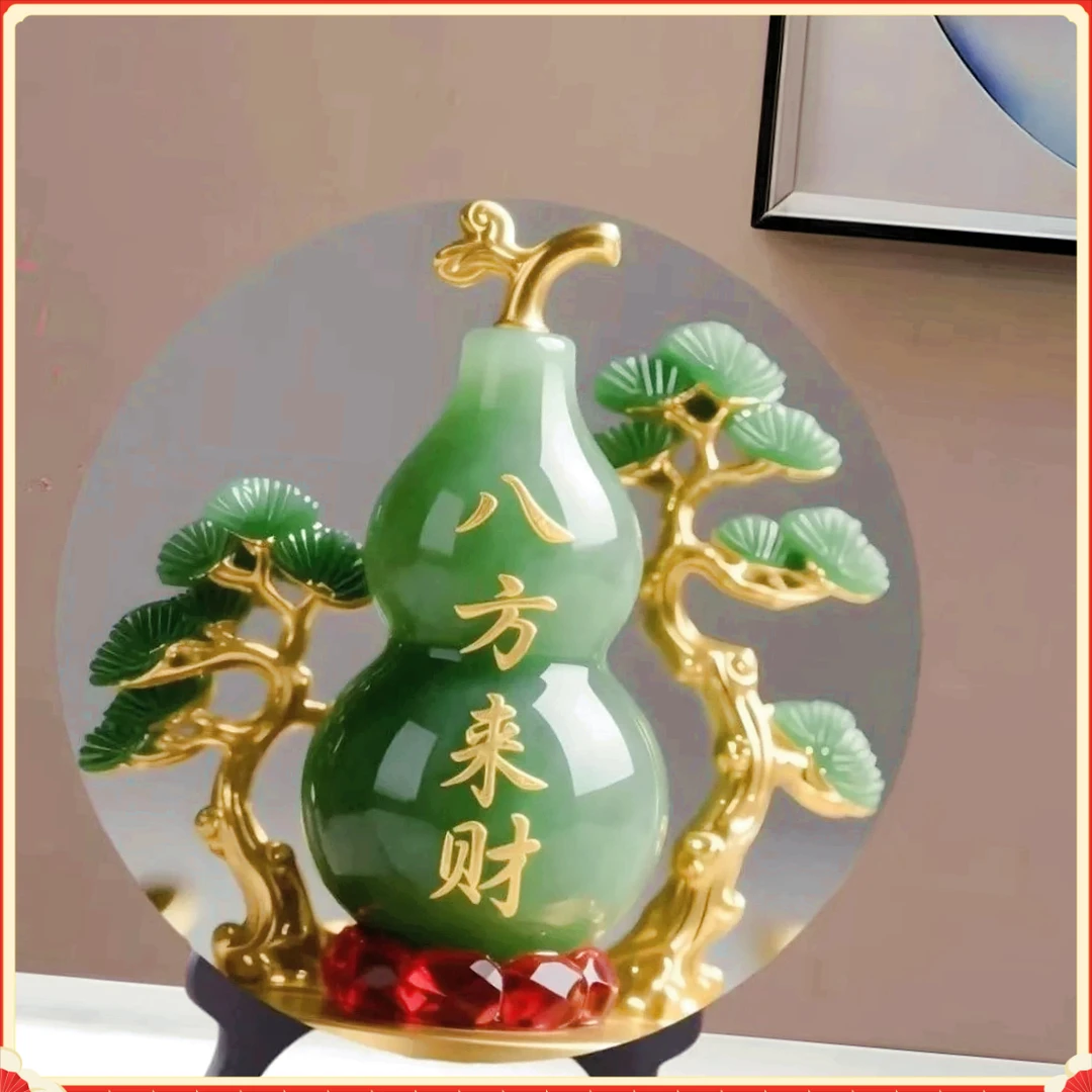 八方来财翠玉葫芦招财客厅DWLW摆件家用旺宅转运桌面玄关家【聚惠】