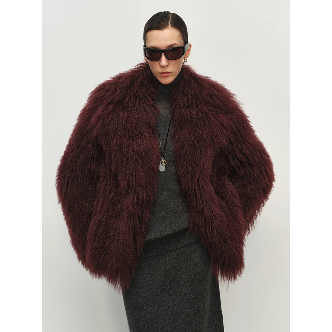 MSBEAST摩登出片神器_定染A级滩羊毛西装领皮草外套丨派对女王