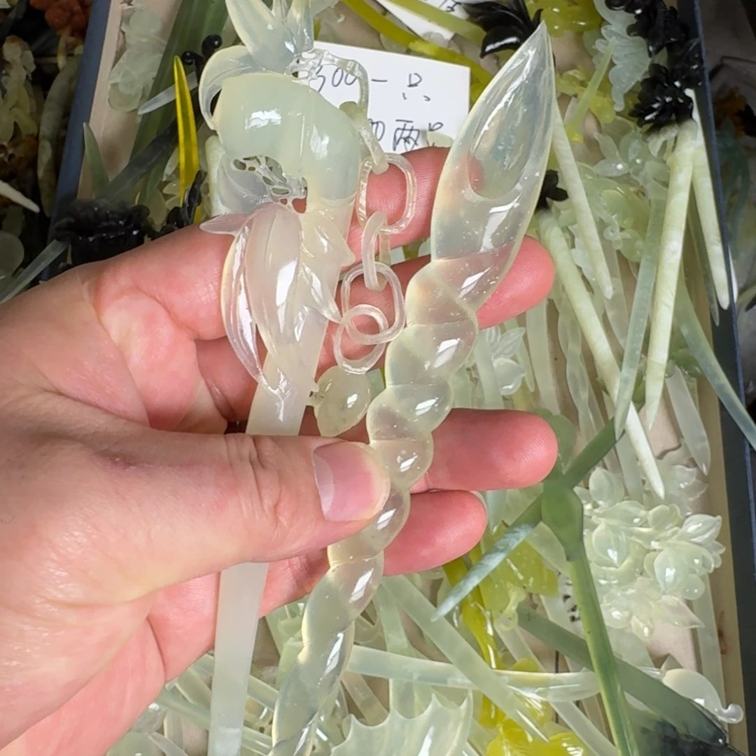 岫玉发饰未镶嵌小*