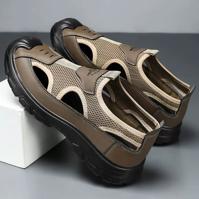 男士凉鞋2025新款沙滩户外登山涉水鞋休闲百搭夏季透气真皮软底