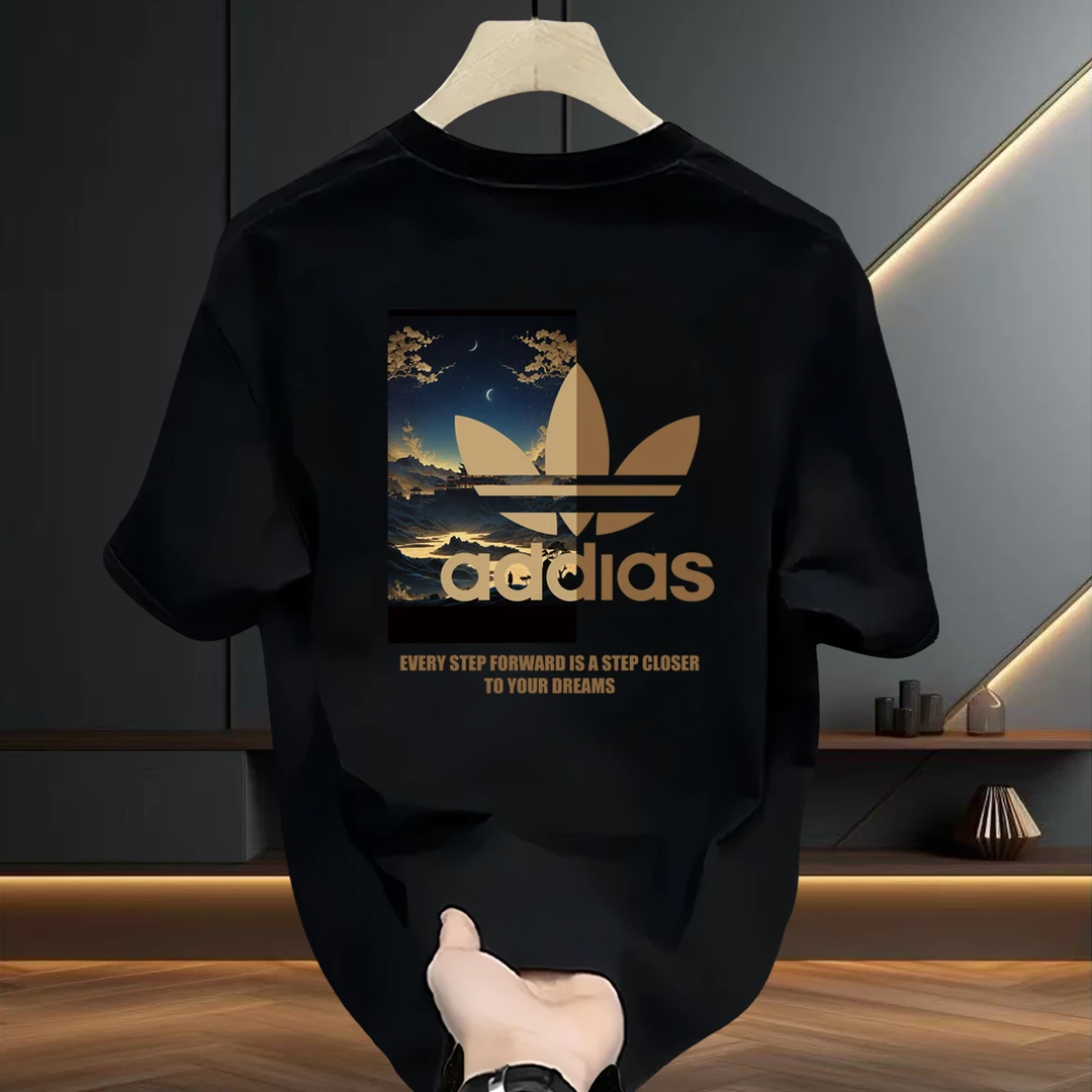 国潮轻奢夏季2025新款男士ins短袖t恤大码重磅100%纯棉时尚上衣服