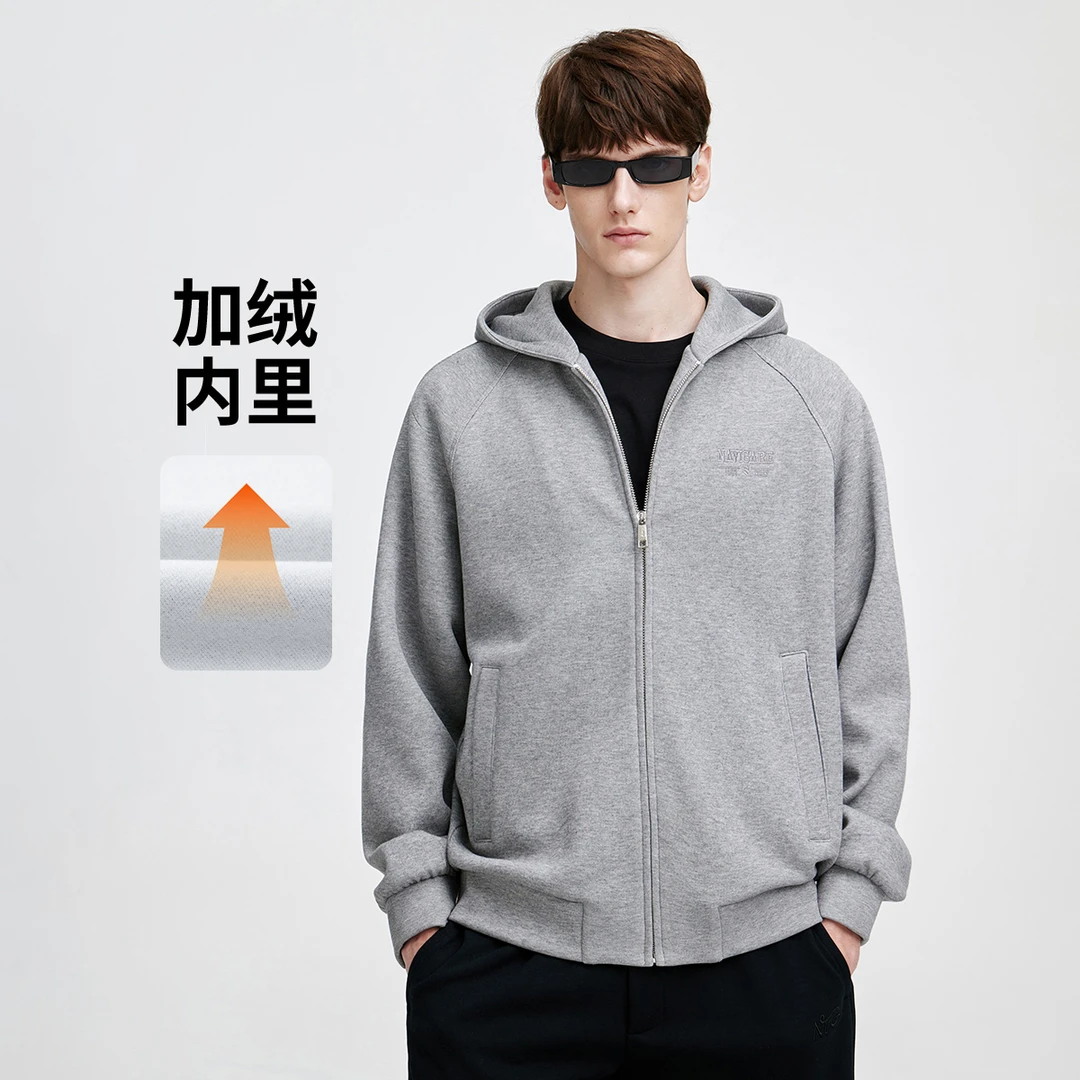 [加绒保暖]navigare意大利小帆船潮流廓形连帽卫衣男运动宽松外套