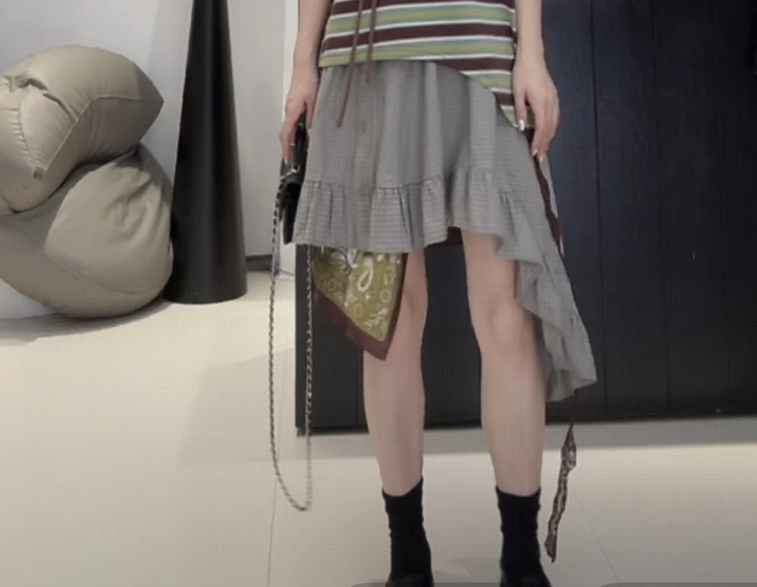 视频显瘦不规则半身裙