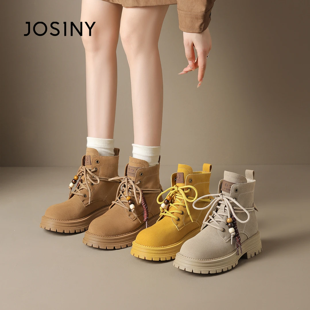 卓诗尼马丁靴大黄靴2025秋季新款靴子厚底马丁靴英伦风502A60274