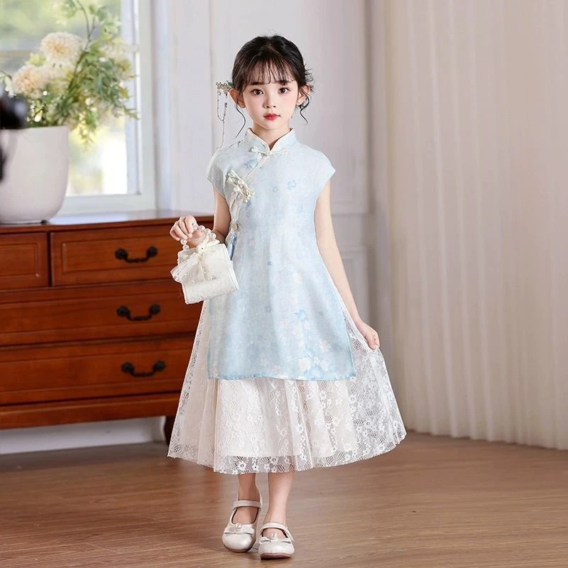【巴拉拉】女童旗袍汉服连衣裙夏季中国风2025旗袍裙新款儿童中式