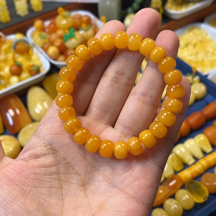 琥珀未镶嵌裸石卡9加老蜡手串精工微瑕