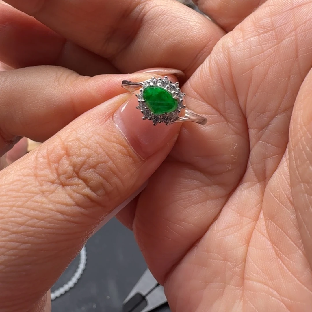 翡翠银S925镶嵌戒指53