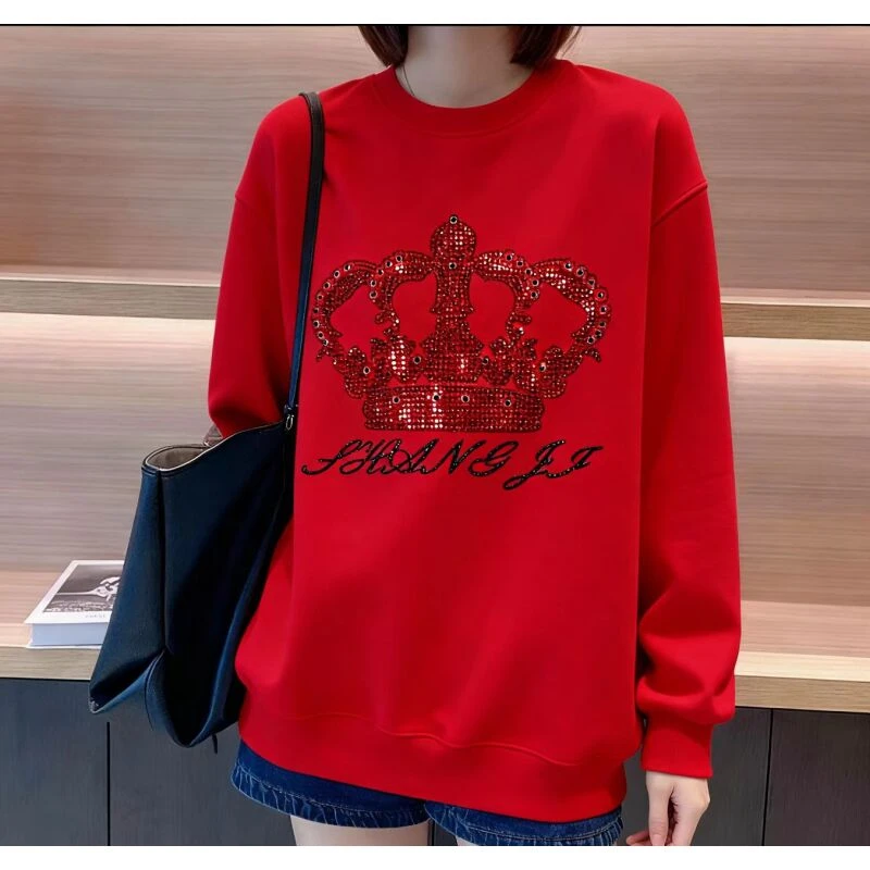 054号  2025新款时尚潮牌秋冬设计感系列时尚宽松加绒卫衣