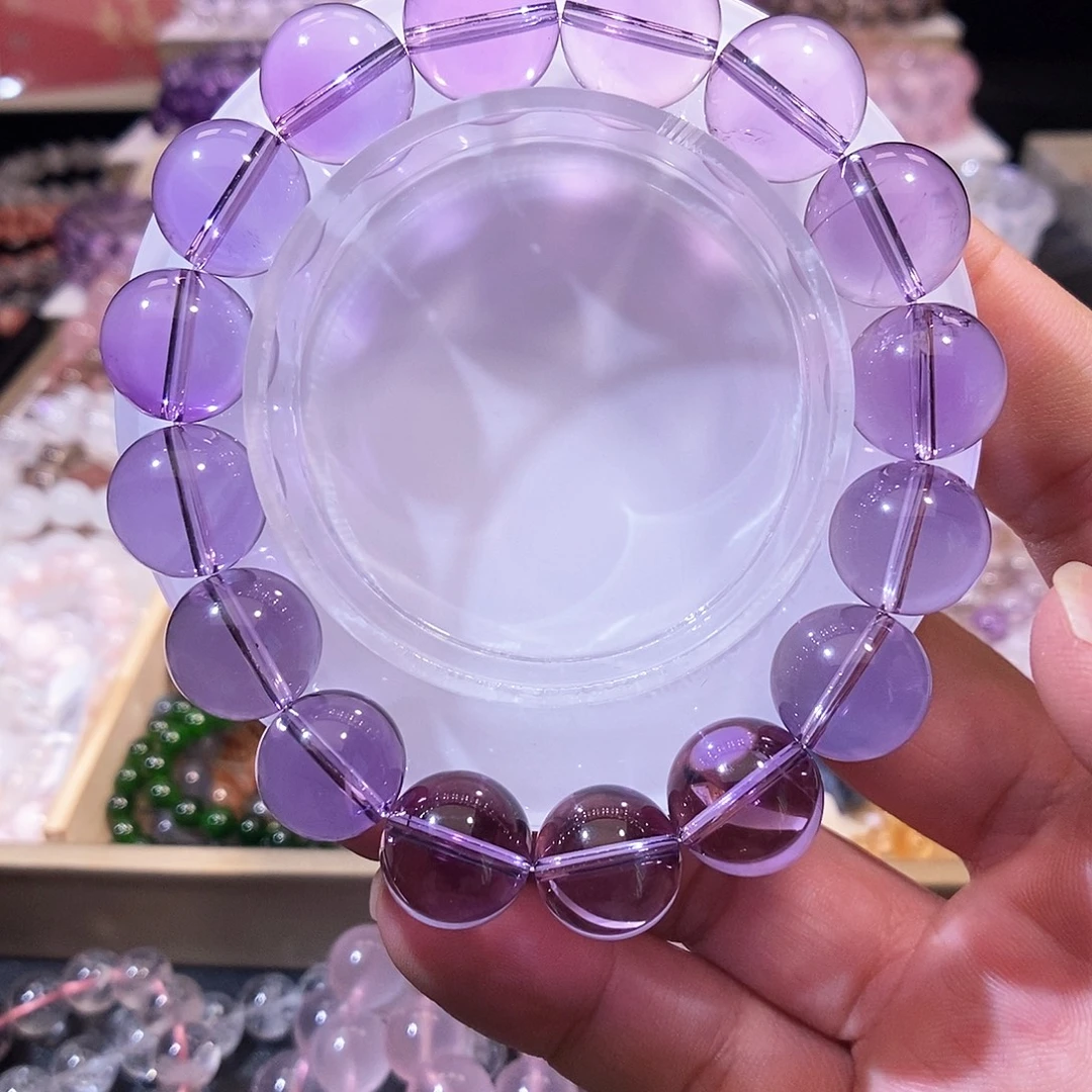 未镶嵌手链水晶巴西紫水晶净净体13.5mm