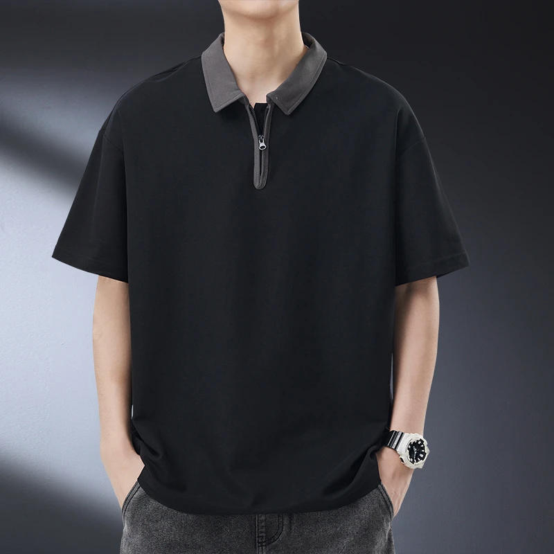 高端短袖polo衫男潮流宽松休闲半袖夏季薄款透气轻熟通勤翻领t恤